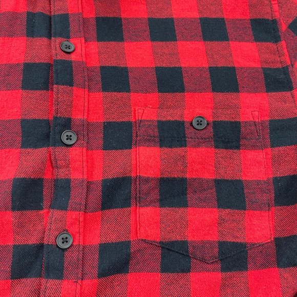 Denim & Flower Shirt Men Medium M Red Black Lumberjack Checkered Button Down - Picture 3 of 10
